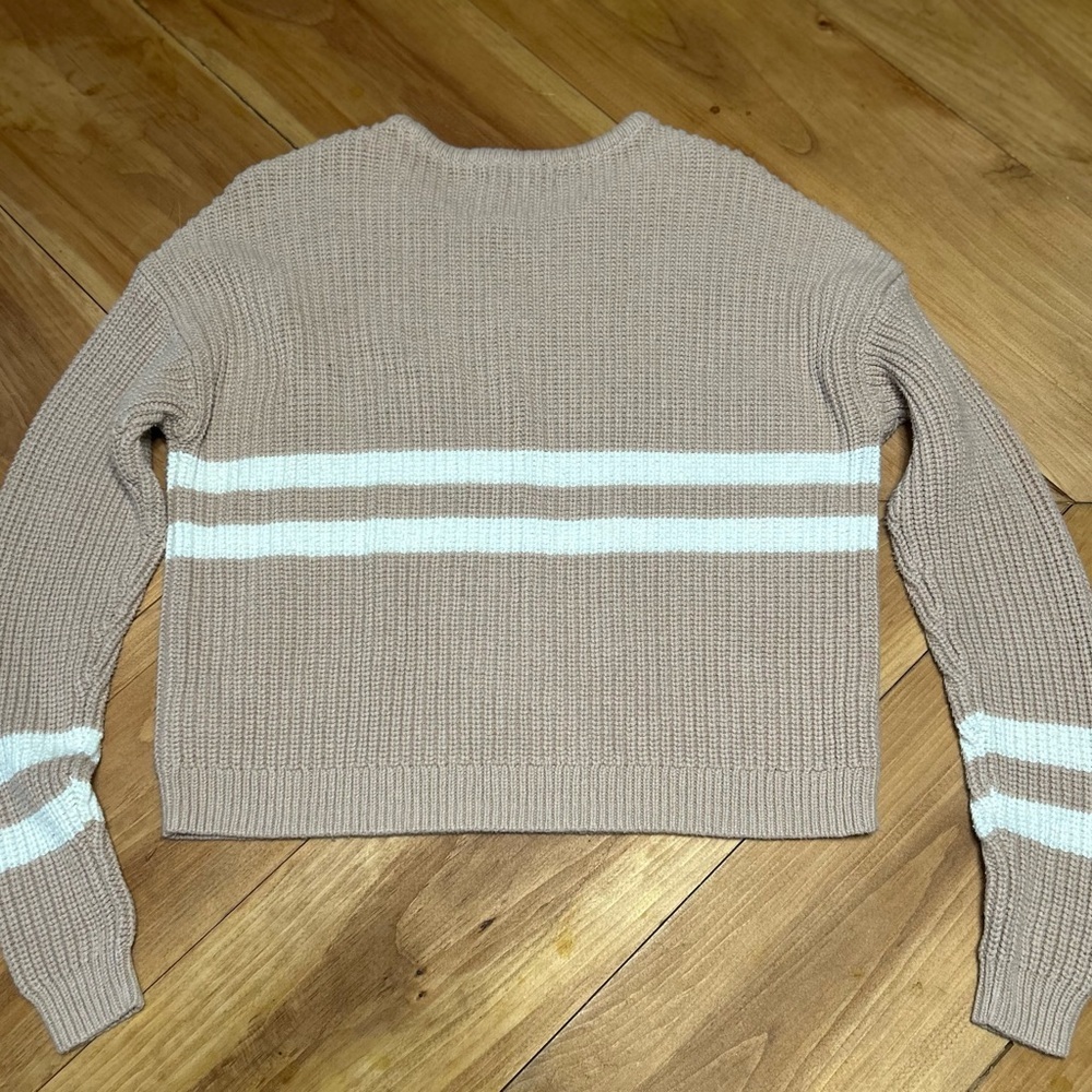 PacSun Tan Sweater with White Stripes size Small
